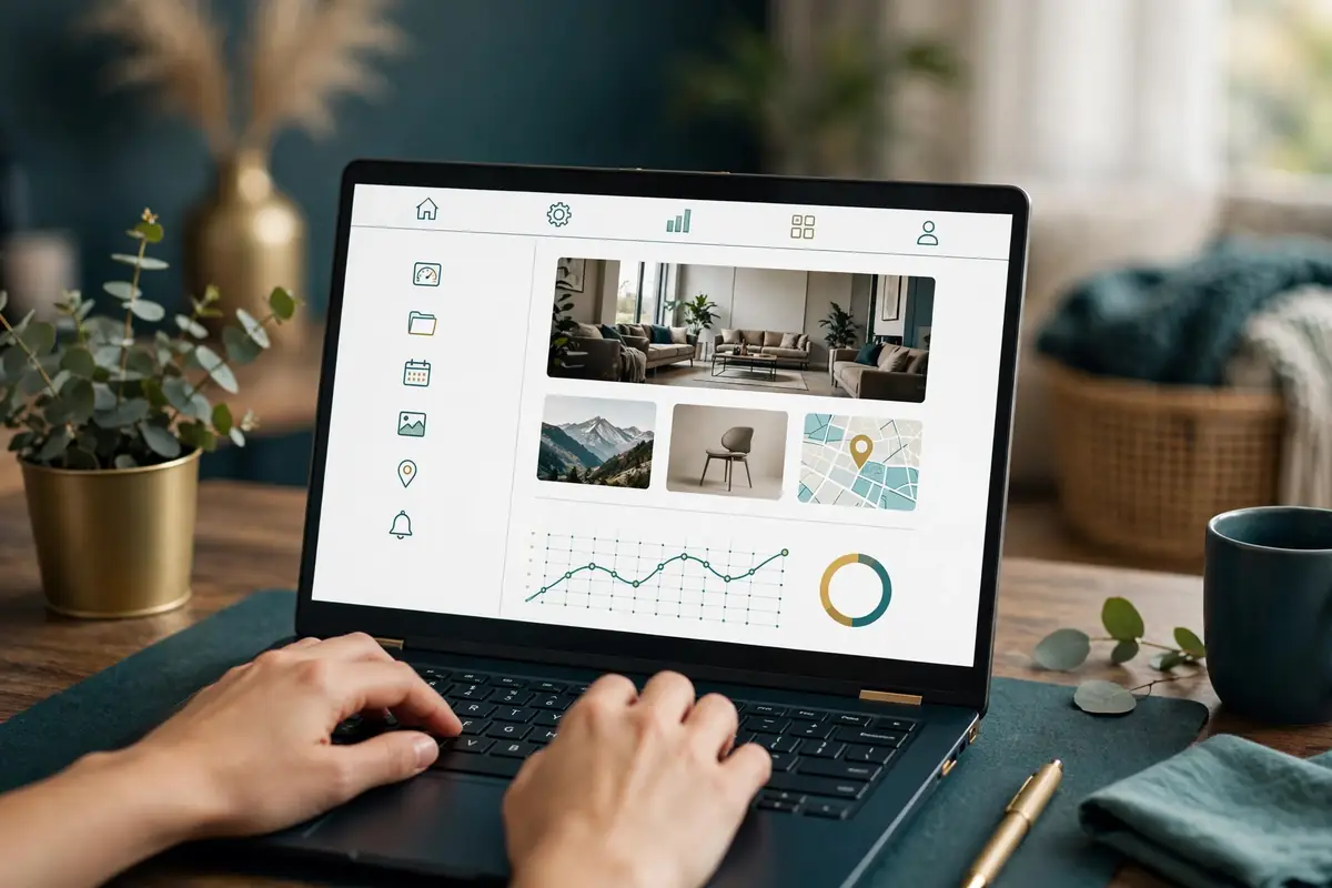 Editing a WordPress website design on a laptop at home office